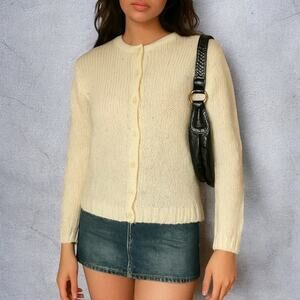 Vintage 60s/70s Robert Scott Cream Pearl Button Knit Cardigan Small